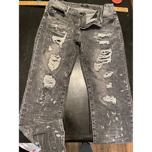 NOVA MEN Distressed Black Wash Ripped Jeans Size 34